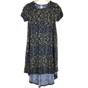 LULAROE Carly Dress T Shirt Short Sleeve Aztec Southwestern Hi Lo Hem XXS NWT